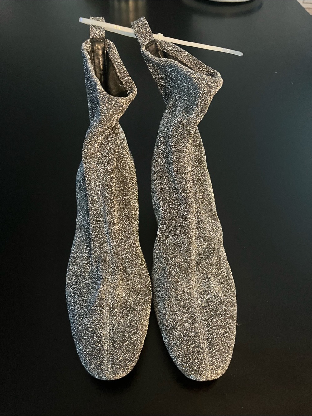 Micheal Kors Silver Glitter Stretch Sock Boots Women's Evening Ankle Boots 9.5